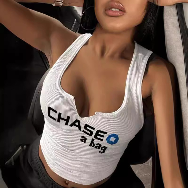 2025 New Outdoor Designer Vest Sexy Letter Printed Dress Women's Fashion Brand Sleeveless U-neck Vest