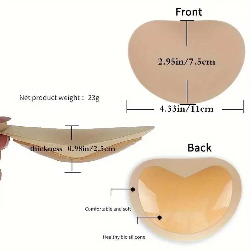 1 pair of silicone bra inserts breast pads adhesive push ups womens bras cup thickness Nipple cover patch bikini swimsuit insertsXJ250324
