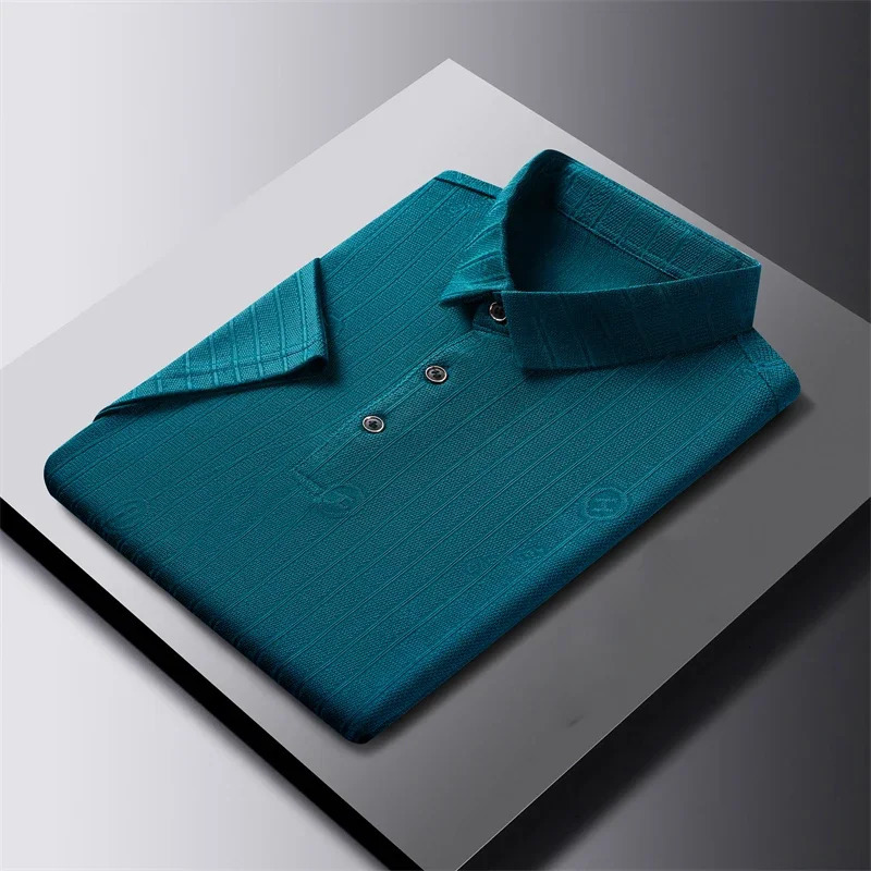 mens checkered badge short sleeved polo shirt summer casual top 250312