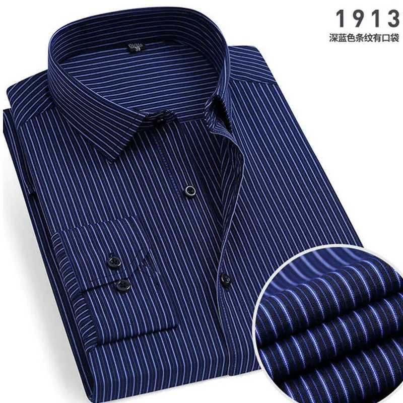 Spring new mens striped long sleeved shirt iron free and wrinkle resistant comfortable and breathable fashionable and slim fit for business and leisur