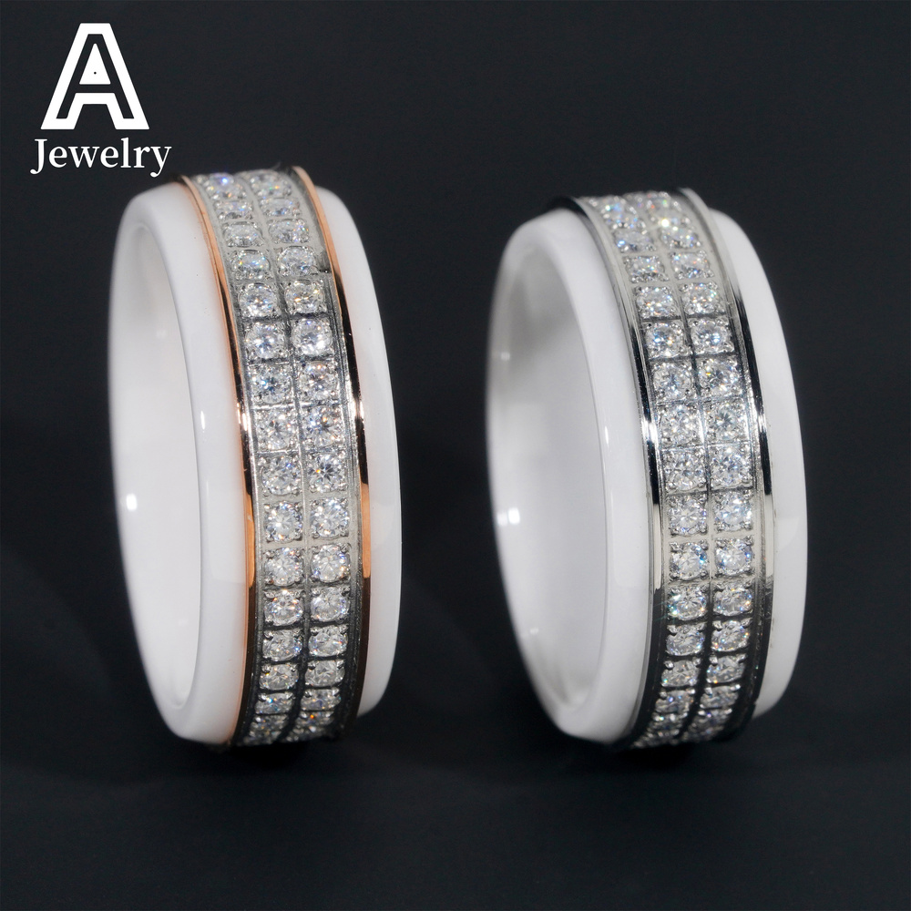 European and American new fashion design stainless steel Mosan diamond leisure ring Hip Hop party mens and womens fashion ring