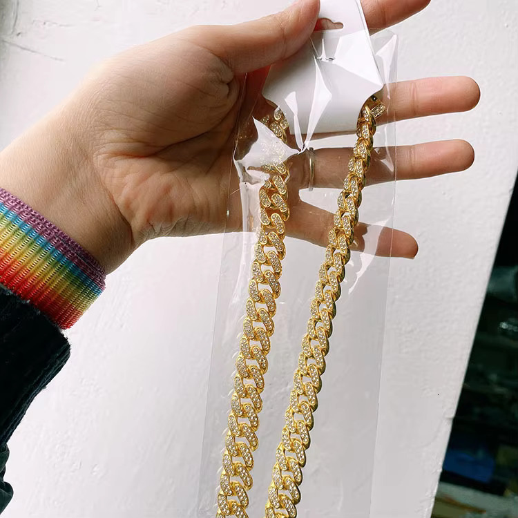 Hip Hop Men Cuban Link Gold Silver Tennis Necklace Iced Out Miami Zircon Crystal Alloy Chain Necklace