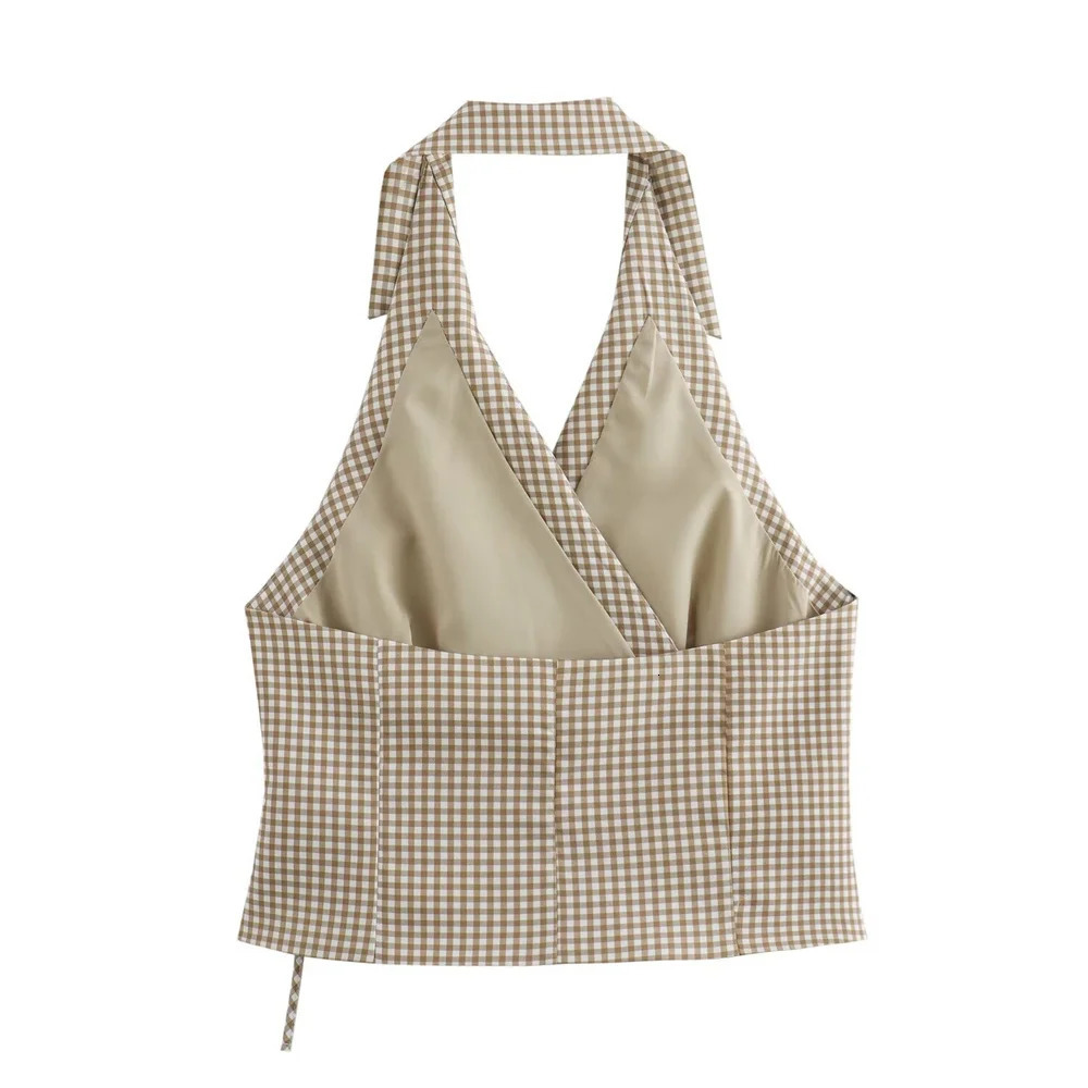 2024 ZAR summer European and American style small plain camisole vest pants set 250322