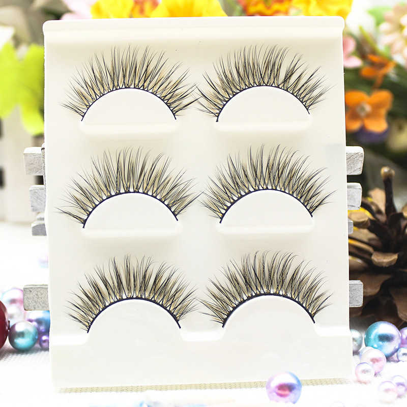 3D False Eyelash Black Brown Hard Stem Natural Simulation Thick Curling Extended Cross Eyelash W250324