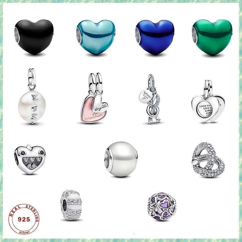 2025 New 925 Sterling Silver Heart Beads Pendant Charm Light Bead Charms Fit Bracelet Necklace DIY for Women