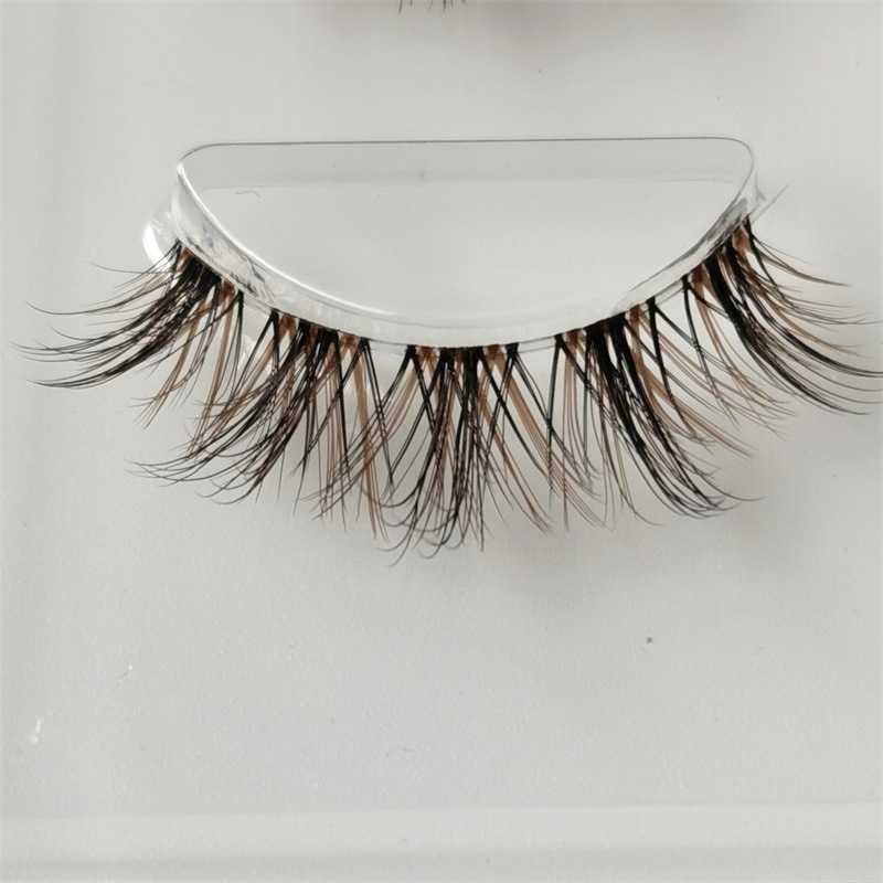 Black brown thick transparent stem false eyelashes imitating mink fur material curled and clustered soft stem stage makeup GM35 W250324