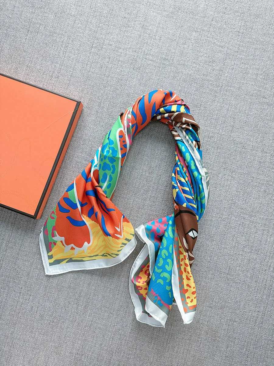 Summer Scarf Foard Femmes Chic Hair Accessories Natural Shawl Luxury Copy Wen Natural Silk 90x90 Cm Color Meterless X250324