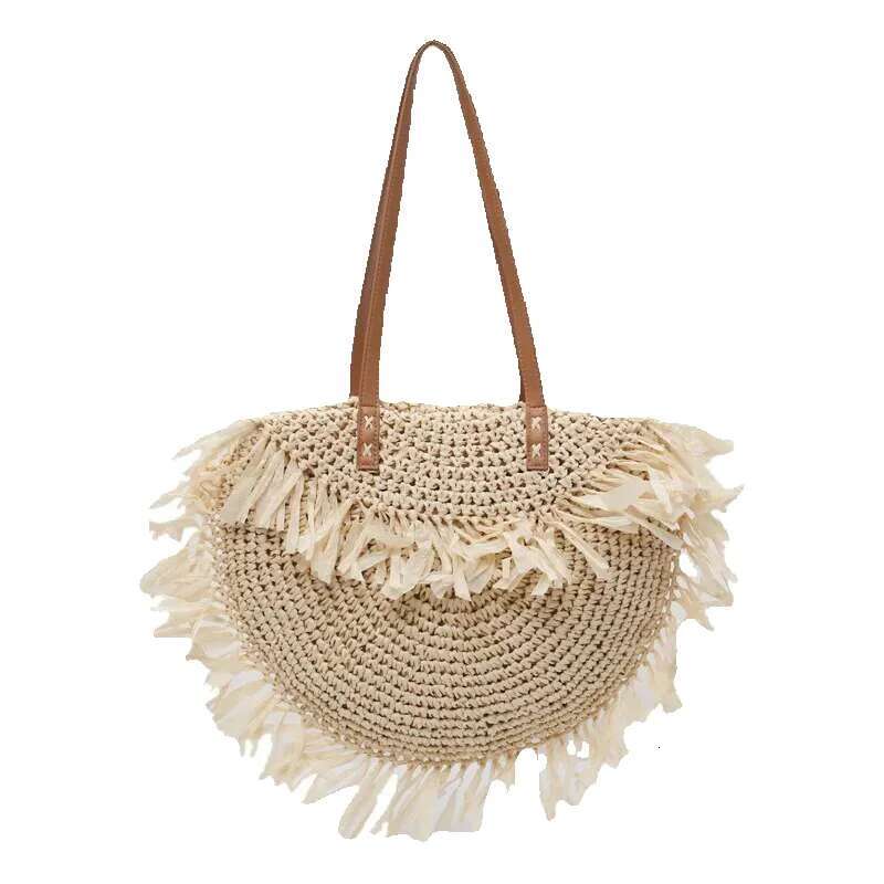 Shoulder Bags For Women 2024 Female Ins Summer Big Capacity Paper Handmade Woven Beach Bag Bohemia Bali Handbag
