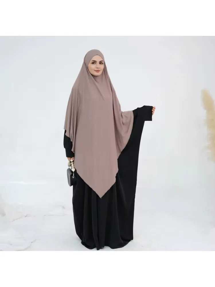 Ramadan Muslim Wens Plain Hijab Extra Jersey Khimar Scarf Cover Scarf Islamic Prayer Clothing Headscarf Scarf X250324