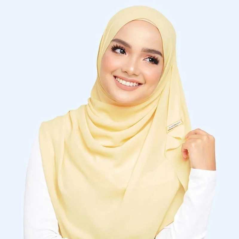 Ramadan Muslim chiffon headscarf for Wan Plain colored scarf long shawl scarf Wen Jersey headscarf womens Islamic Voile headscarf X250324