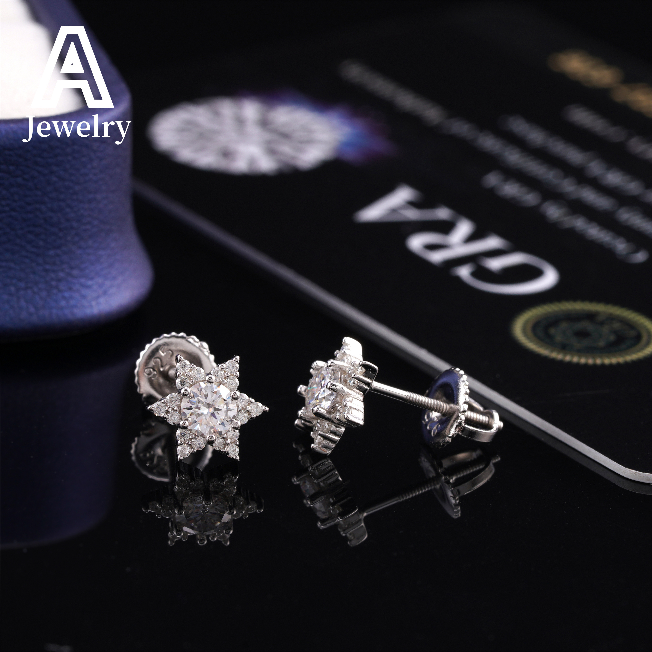 925 Sterling silver earrings Mens and womens hexagonal design earrings Hip Hop Mooissanite fine jewelry