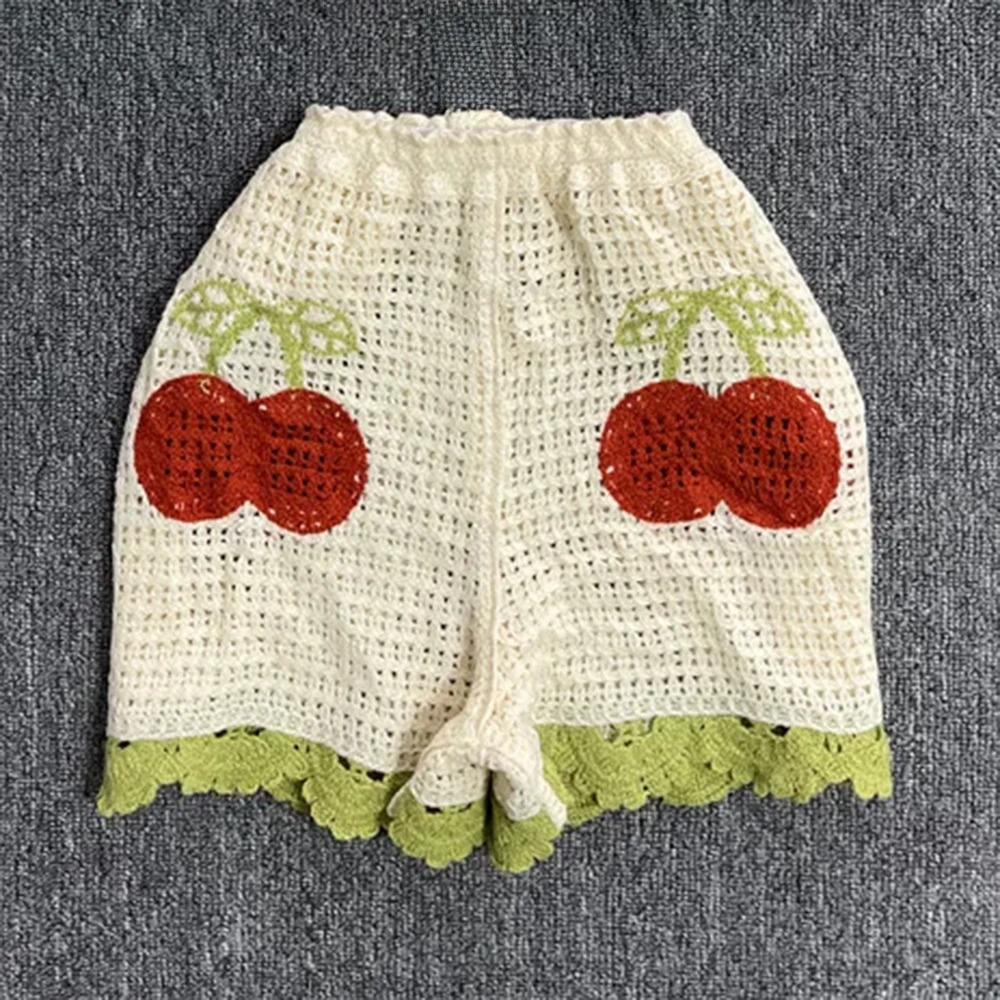 Cute Crochet Knit Two Piece Sets Women Summer Vacation Backless Camisole Top Elastic Waist Shorts Beach Club Co-ord Set Outfit 250322