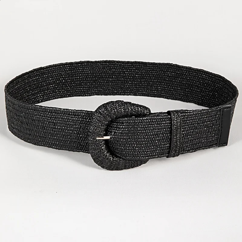 Retro Women Summer Pin Buckle Belts Fashion Female Braided Wide Belts er Woven Elastic PP Straw Grass Girls Waistband 250324