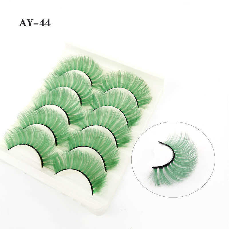 Colorful 5-Pair 3D Thick False Eyelash Stage Makeup Roll Up Messy Soft Eyelash W250324