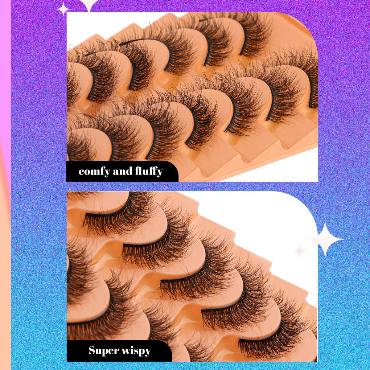 New product 10 pairs of fake eyelashes with natural fluffy faux mink fur and exaggerated thick eyelashes W250324