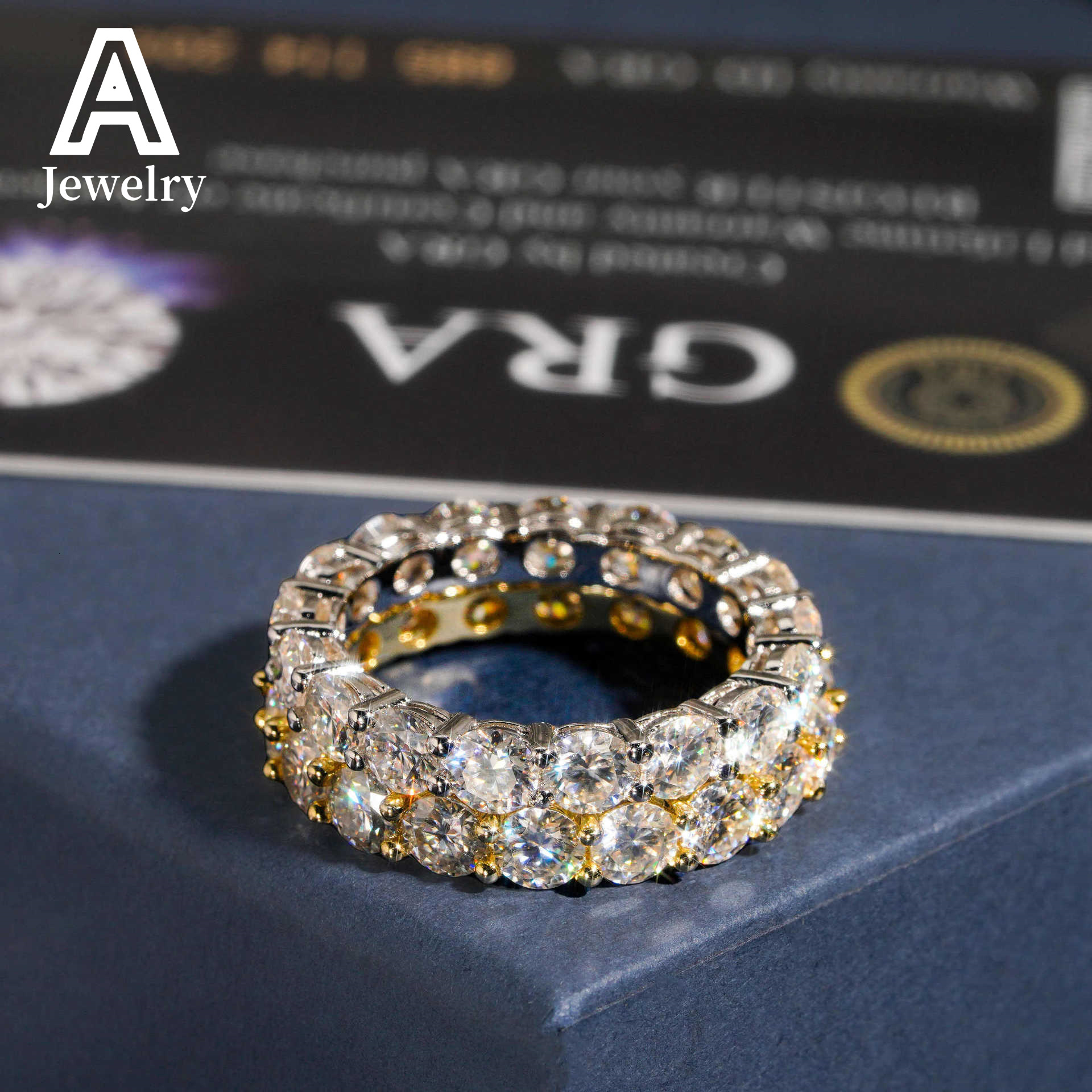 Boutique 925 silver set VVS Moissanite 3mm round ring suitable for hip hop men and women fashion casual ring accessories