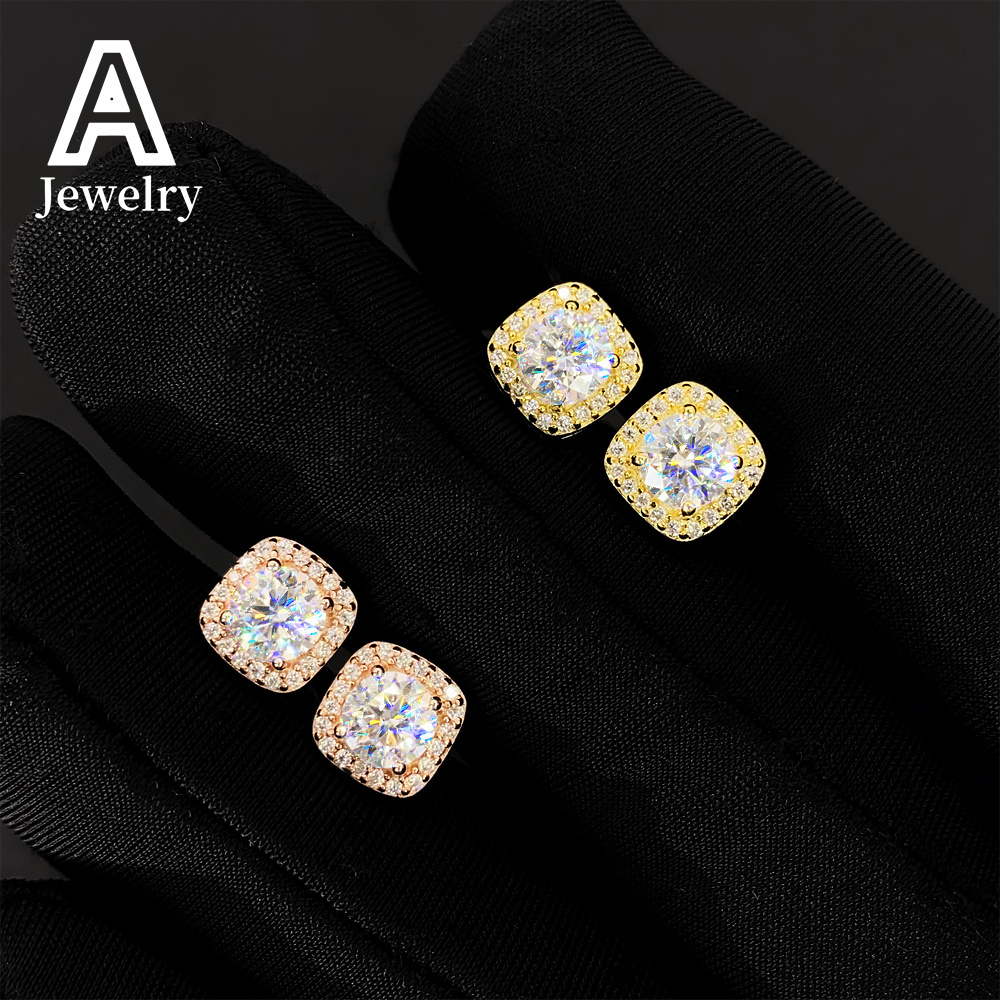 925 Silver Moissanite earrings5 mm mens and womens boutique earrings Cross-border boutique Hip-hop earrings