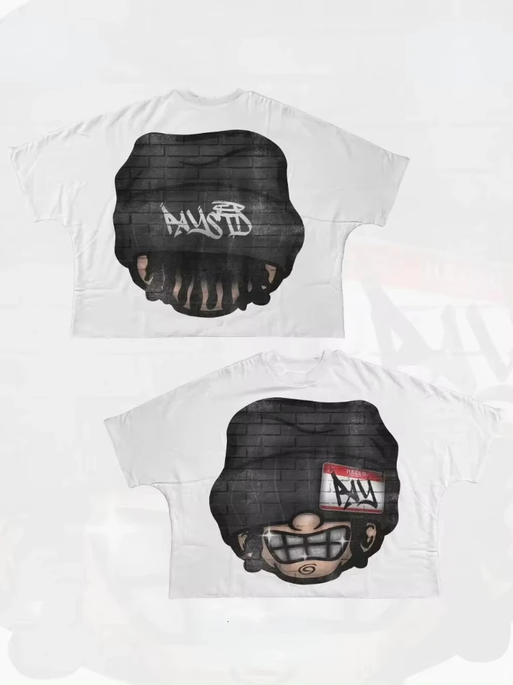 Y2k shirt with oversized printed graphic Tshirt hiphop punk mens and womens short sleeved pure cotton top Harajuku retro gothic streetwear 250324