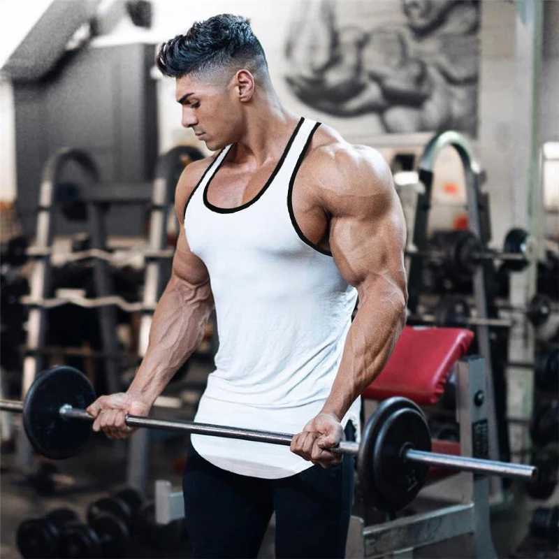 Black mens gym clothing fitness vest mens summer fashion sleeveless shirt cotton fitness sweatshirt slim muscle set X250324
