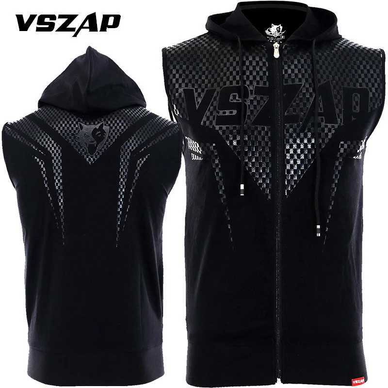 Vszap summer coat sports fitness hooded sleeveless fighting MMA ultra-thin fitness open top vest blade combat suit X250324