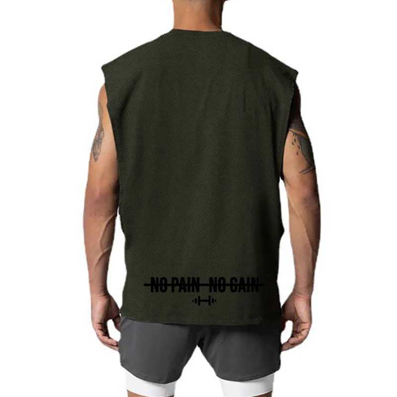 Tailored oversized mesh vest for mens gym fitness training fast drying bodybuilding sleeveless sportswear fashionable clothing X250324