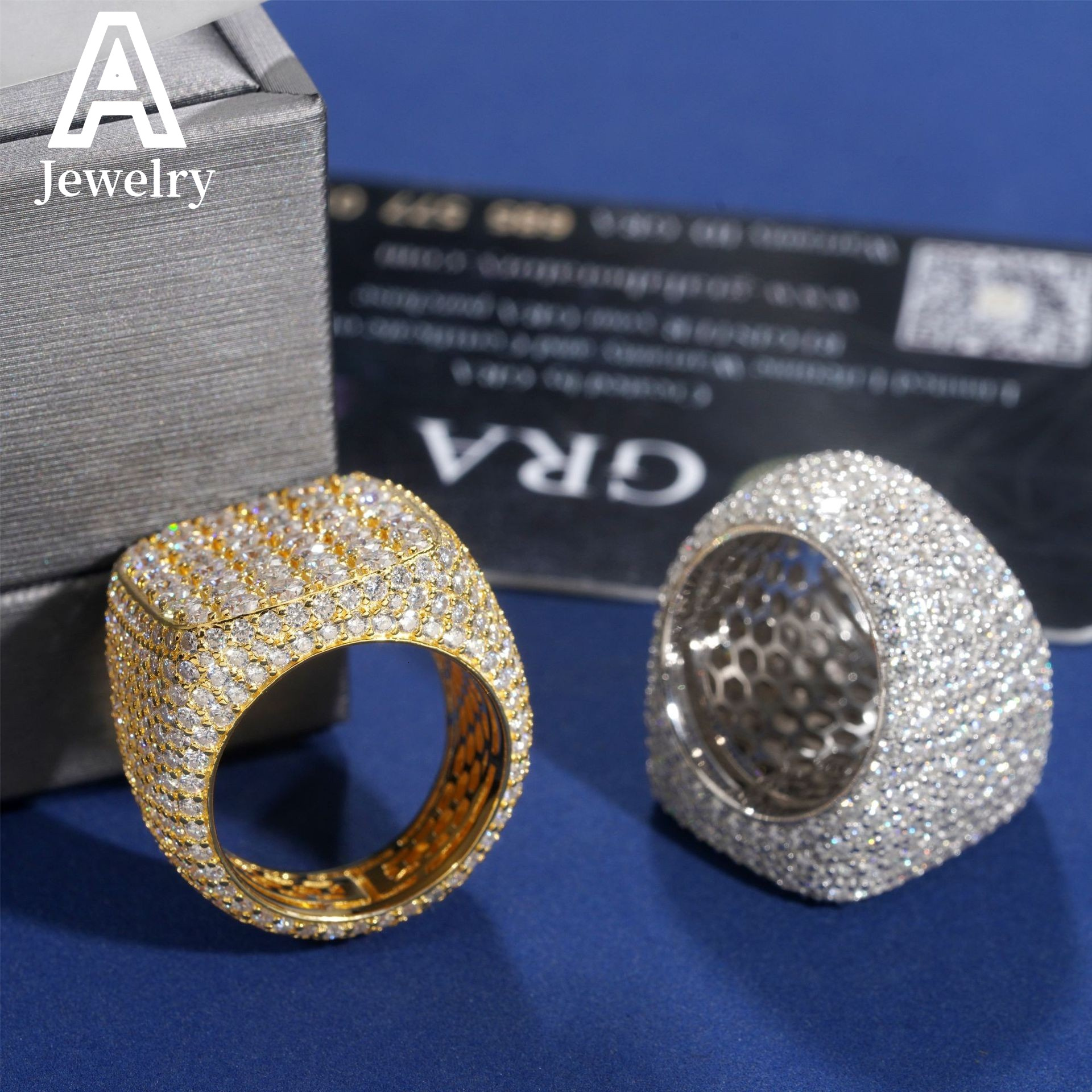 Europe and the United States hip hop 925 sterling silver Moissanite square fashion ring selling trend rings for men and women