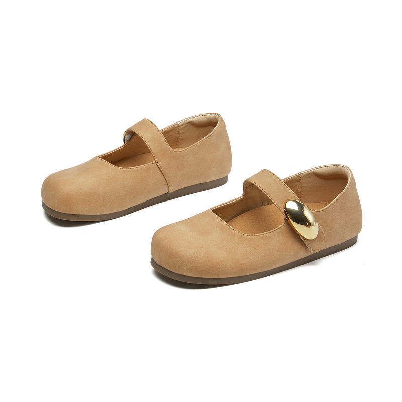 2025 new minimalist Korean version shallow mouth single shoe with Velcro for comfortable and multifunctional design, fashionable and casual women'