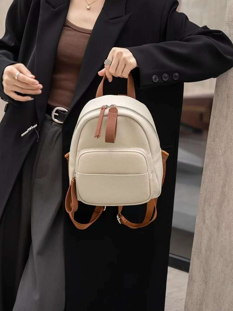 100% Genuine Leather Backpack Fashion Cowhide Shoulder Bag Female Simple Commuter Travel Schoolbag Women Handbag Shopping