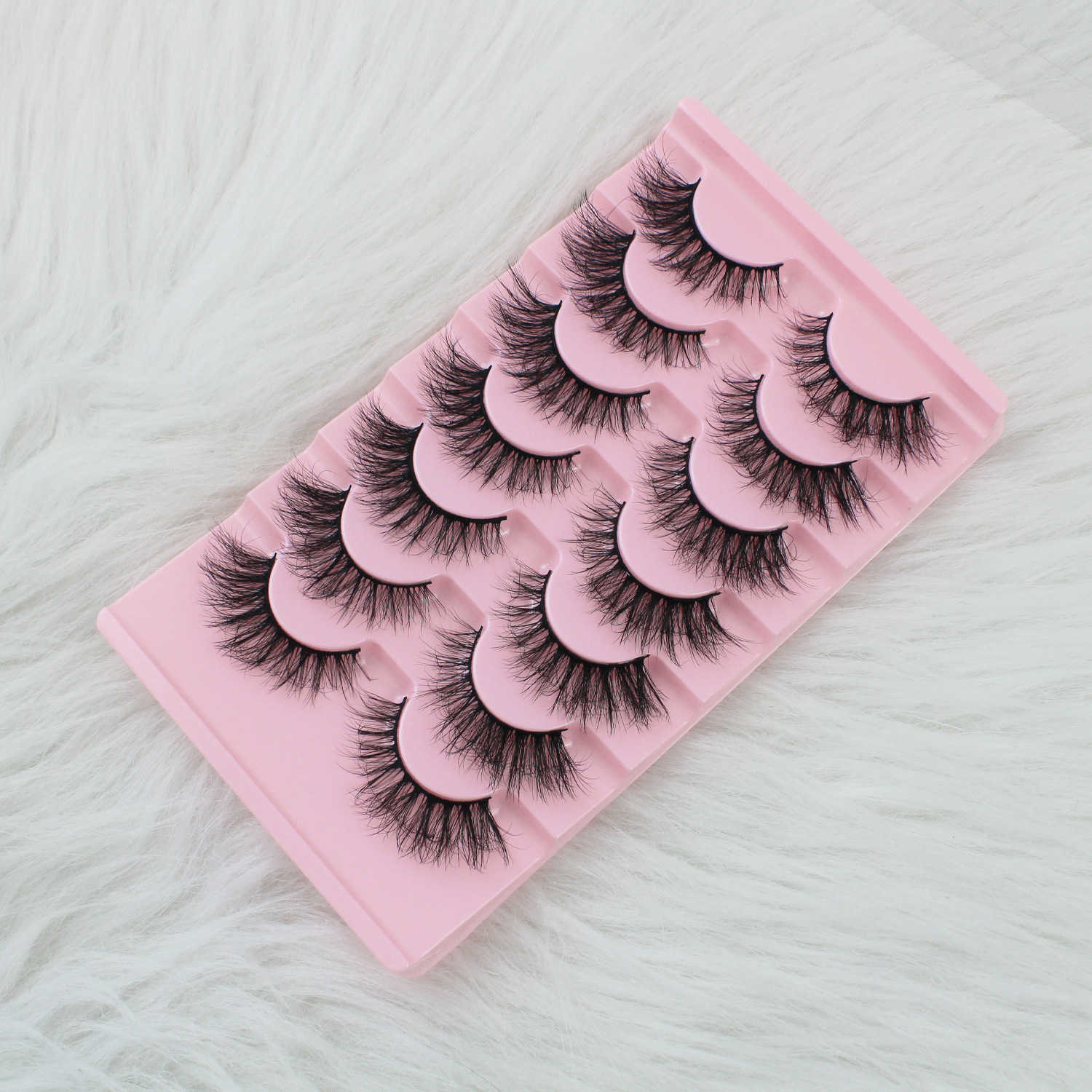 7 pairs of striped eyelashes curled up slender messy explosive thick exaggerated false eyelashes W250324