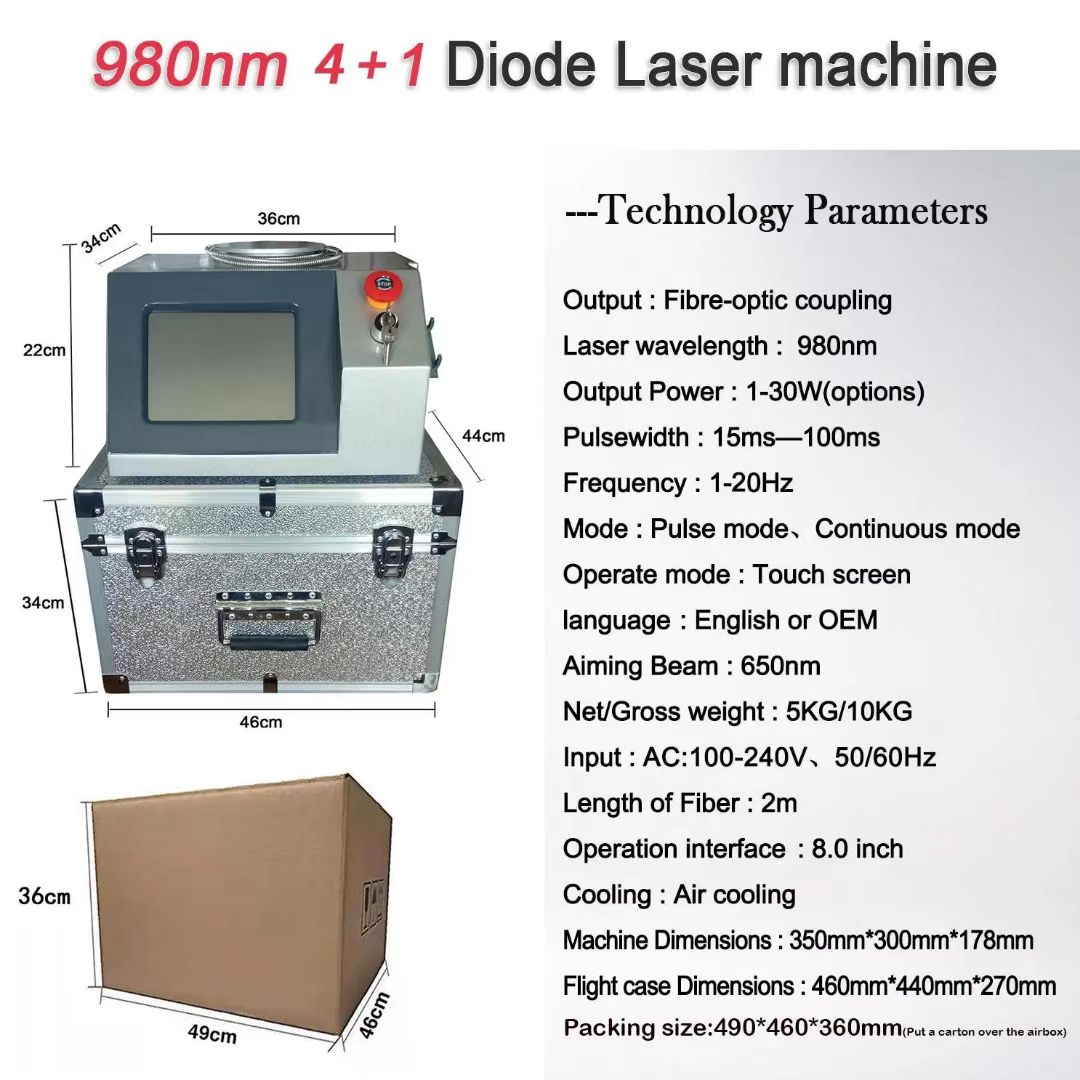 Diode laser vein removal spider treatment 980nm laser face lifting skin rejuvenation salon use