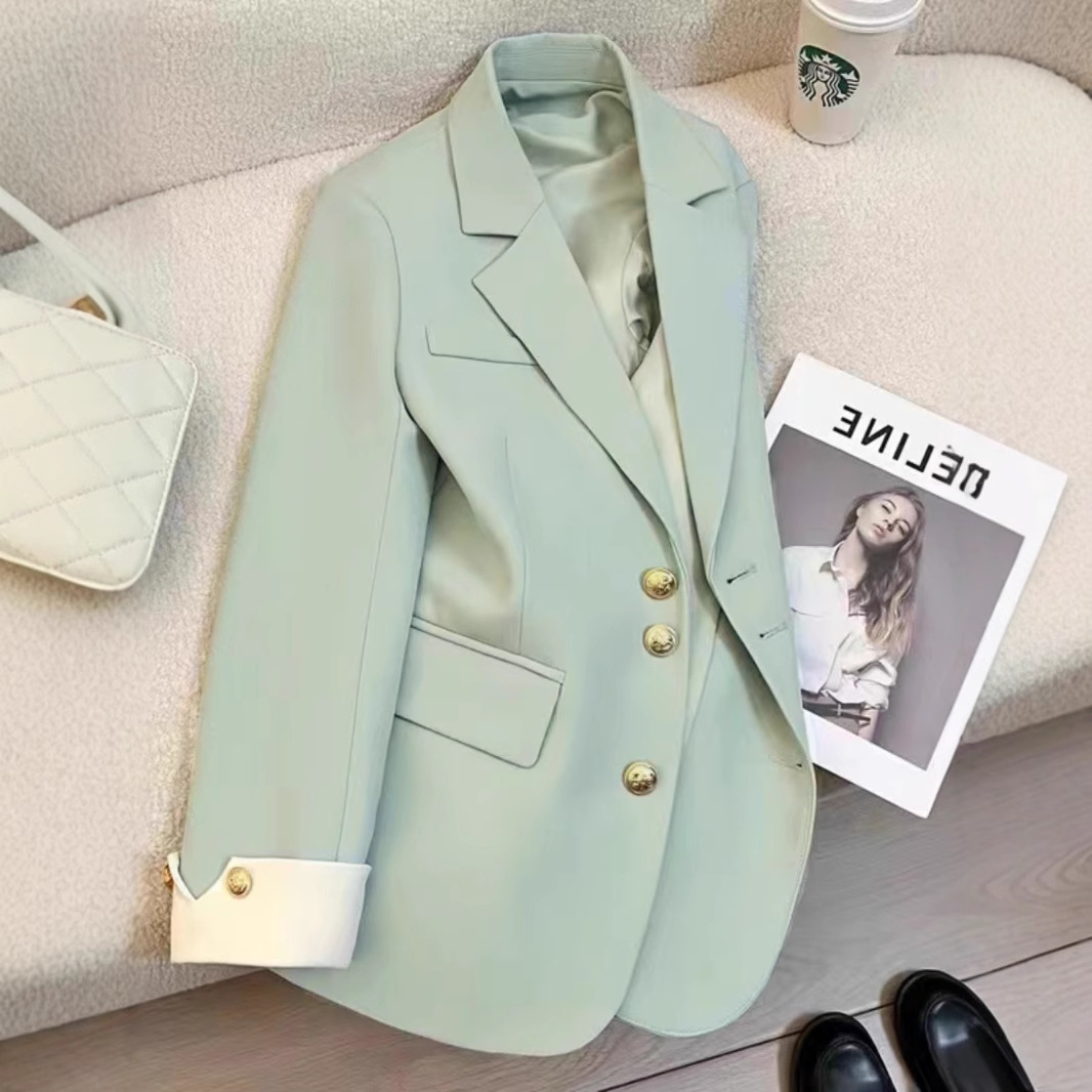 F321Chic Korean-Inspired Women's Lightweight Jacket Set Versatile Small and Medium Length Suits for Everyday Elegance