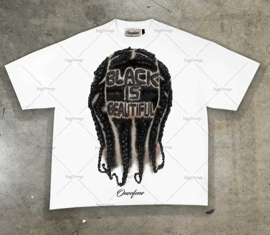 2024 fashion brand anime printed clothing mens Y2k Gothic punk style oversized retro short sleeved top womens X250324