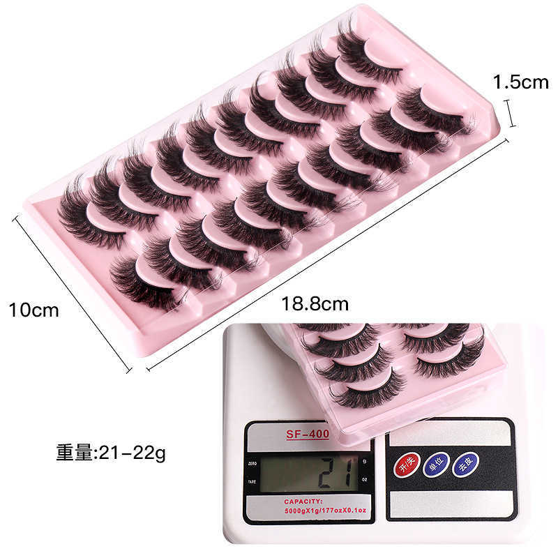 10 pairs of fox eye fox series false eyelashes thick curled and curled elongated mink fur at the tail and a whole eyelash W250324