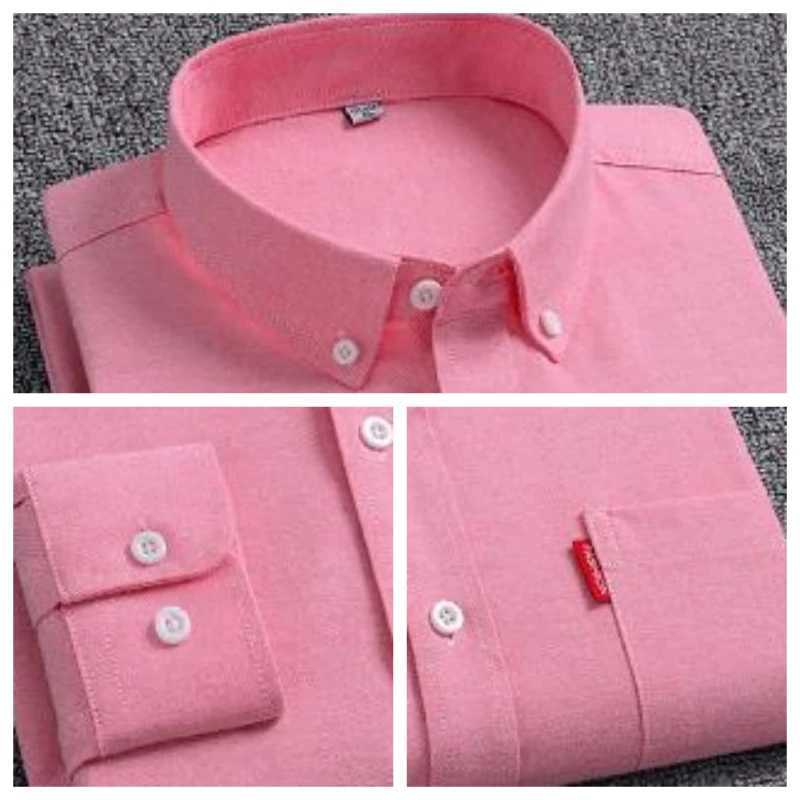 Mens Spring and Autumn Cotton Washed Oxford Spinning Long Sleeve Business Casual Stand up Collar Fashion Edition Mens Shirt X250324