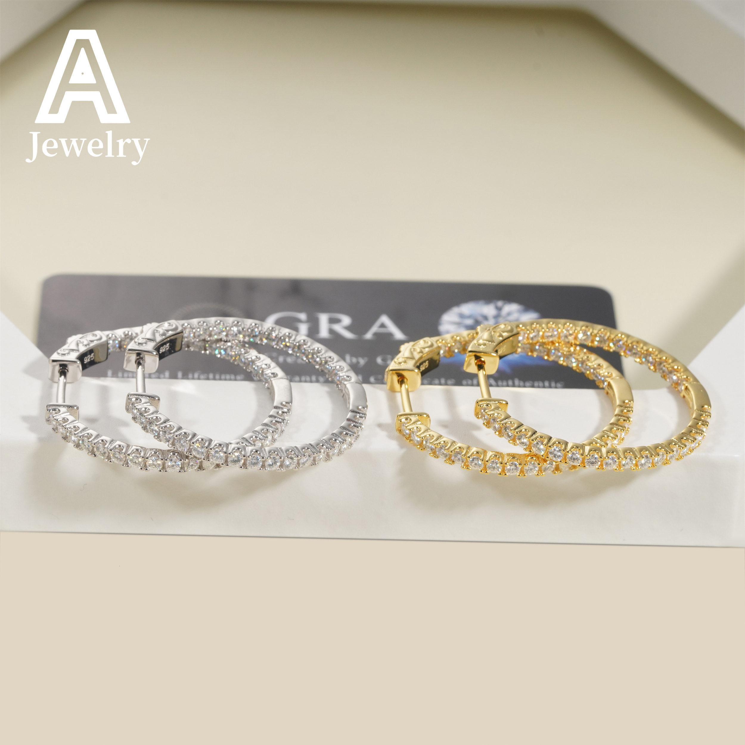 925 silver Europe and the United States new round Moissamite earrings hip hop simple personality earrings for men and women