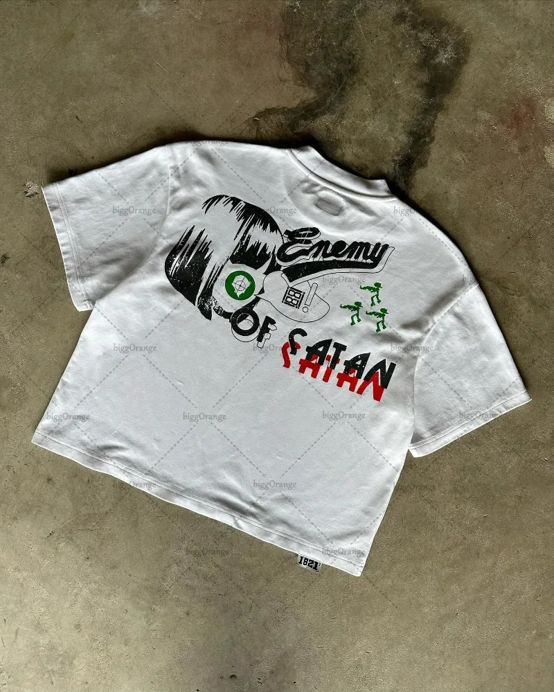 American street fashion casual clothing letter printing oversized short sleeved mens Y2K loose version Tshirt for women 250324