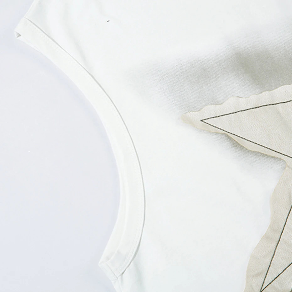 Super vest star patch work Y2K top mens Harajuku street clothing vest fashion casual loose cotton hip-hop vest black 250318