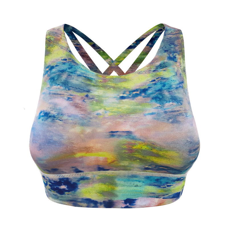 2025 New Sports Women's Summer New High-strength Shockproof Yoga Bra Vest Beach Sports Outdoor Tie Dye Fitness Vest Top