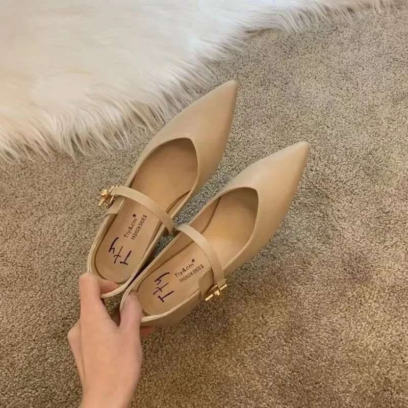 NEW Women Flat Candy Color Toe Retro Single One Word Buckle Round Mary Jane Shoes Women's shoes