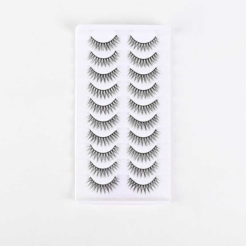 10 pairs of thick double eyelid false eyelashes whole black hard stem stage natural eyelashes W250324