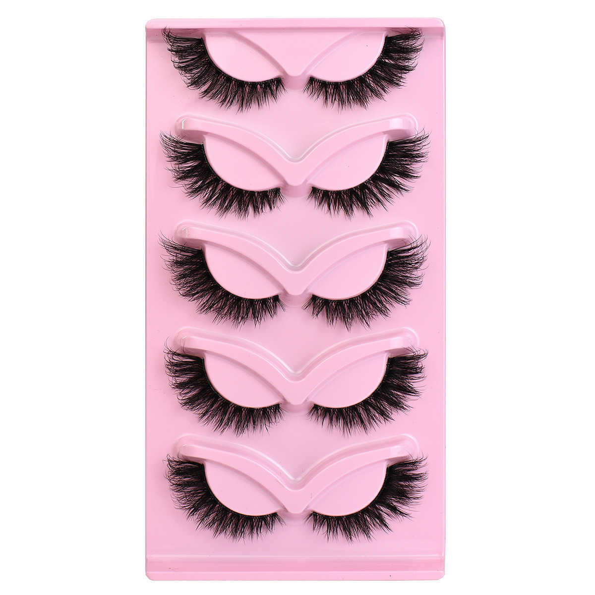 5 pairs of full fox eye cat eye false eyelashes thick and curled simulated fox style eyelashes W250324