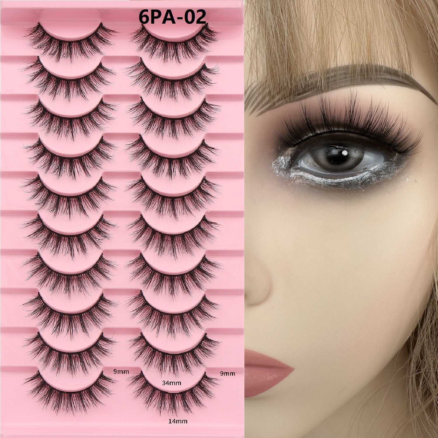 Multi pair 3D cat eye with thick eyelashes hard stem natural simulation curled false eyelashes W250324