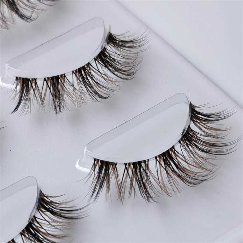 Thick transparent stem false eyelashes imitating mink fur mixed black brown Barbie curly and clustered big eye makeup GM35 W250324