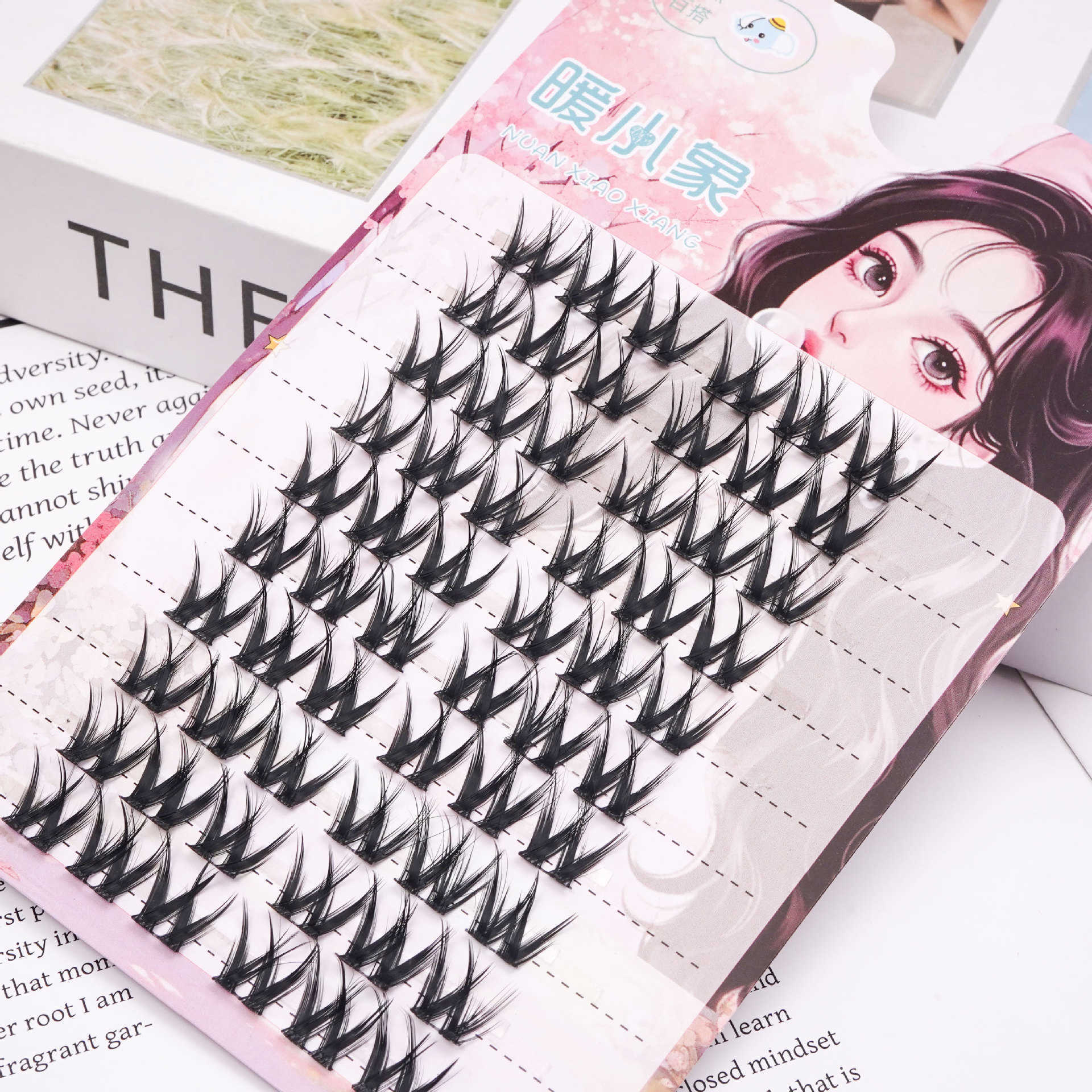 Lazy man thick big Steamed rolls false eyelash large capacity mother self paste W type D warped big honey roll single cluster grafting segmented cat W