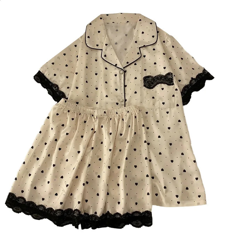 Korean Ins high-end ice silk summer thin sleepwear printed cardigan wool sweater home clothing fashion casual silk sleepwear 250321