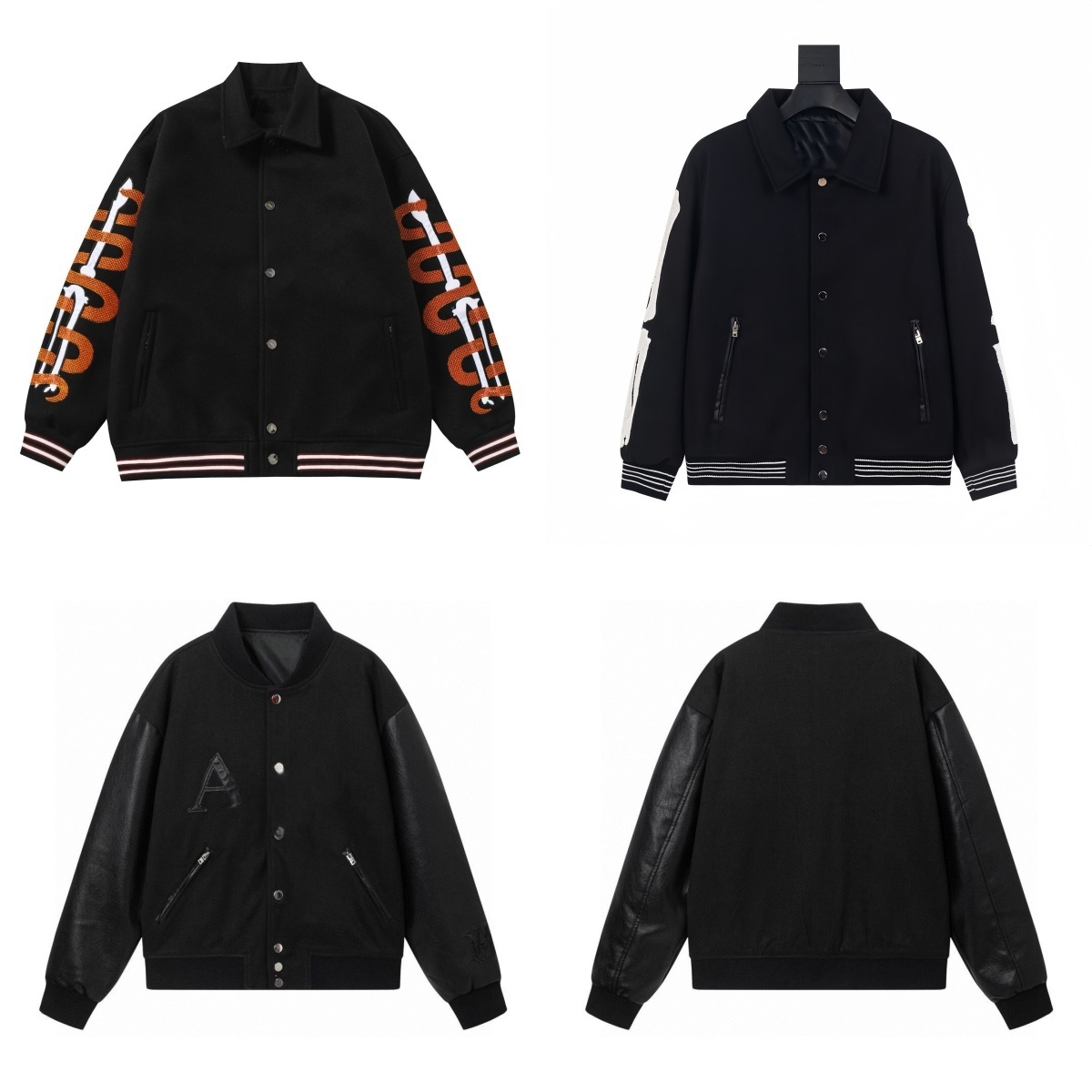 Fashion mens green black Jacket Classic Man Luxury Jackes bone letters Embroidery stitching Men coats Baseball Stylsh Streetwear Outerwear