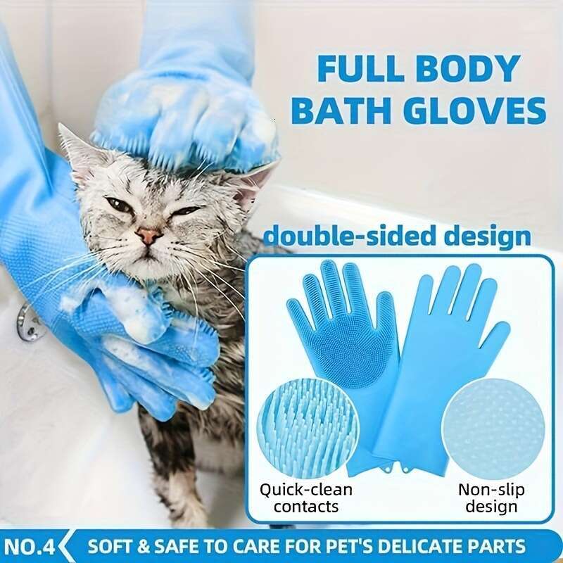 DHpet Complete Pet Grooming Kit - Bath Gloves, Absorbent Towel, Multifunction Brushes