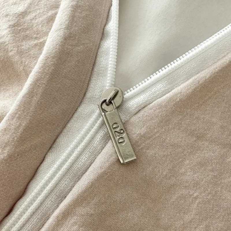 Washed Cotton Bed Linen Bedding Set 3/4 Pieces Bed Sheets Set Solid Color Cforter Cover Couple King Size Bed Quilt Cover Z250324