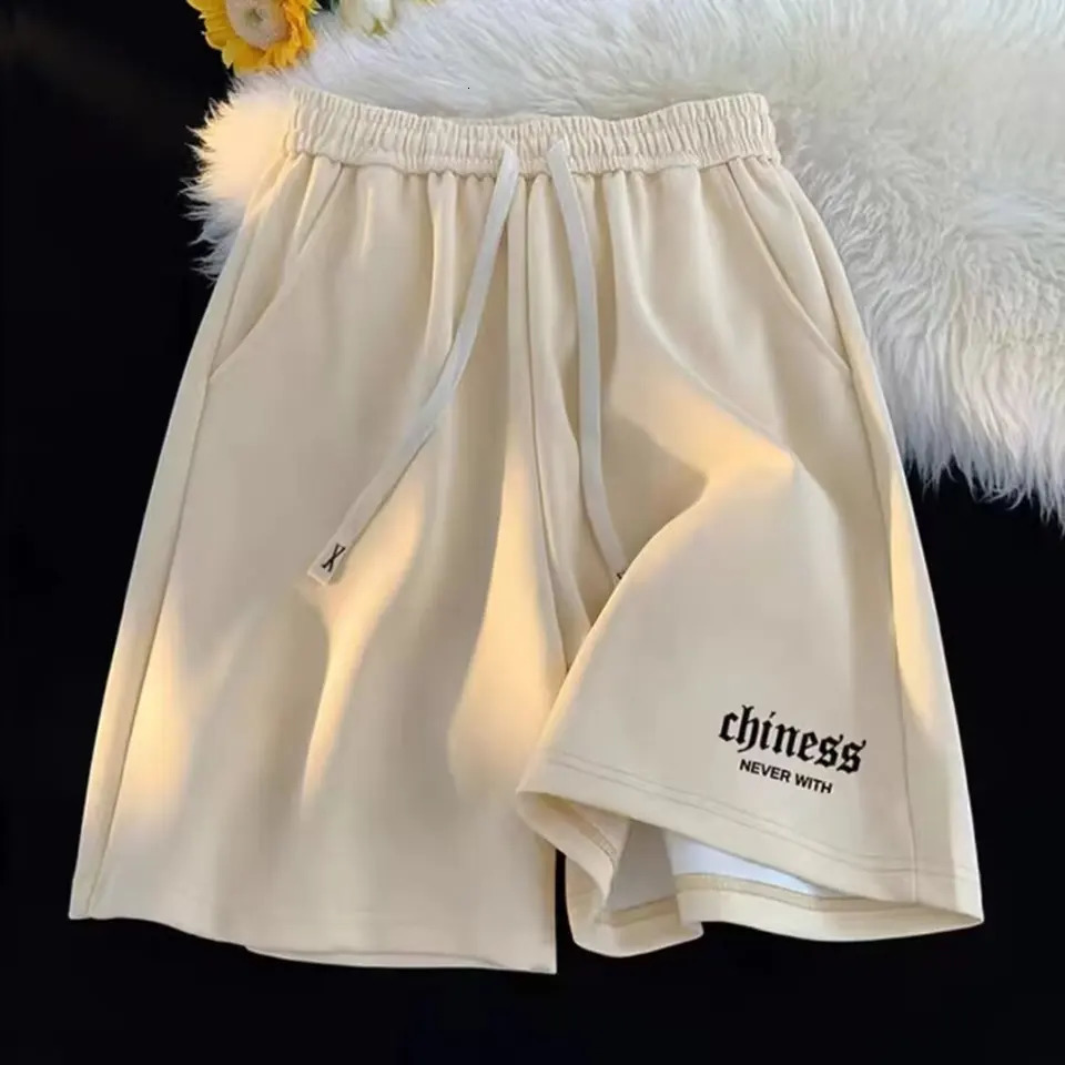 Floral print sports shorts for mens summer loose straight leg casual pants trend onepiece quarter 250312