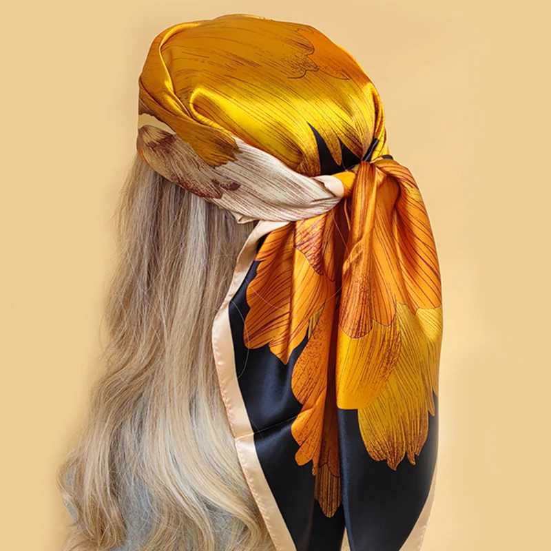 90X90CM Fashion Kerchief Silk Satin Collar Scarf Printed Headscarf Fem Square Shawl Wrapped Womens Muffler Belt X250324